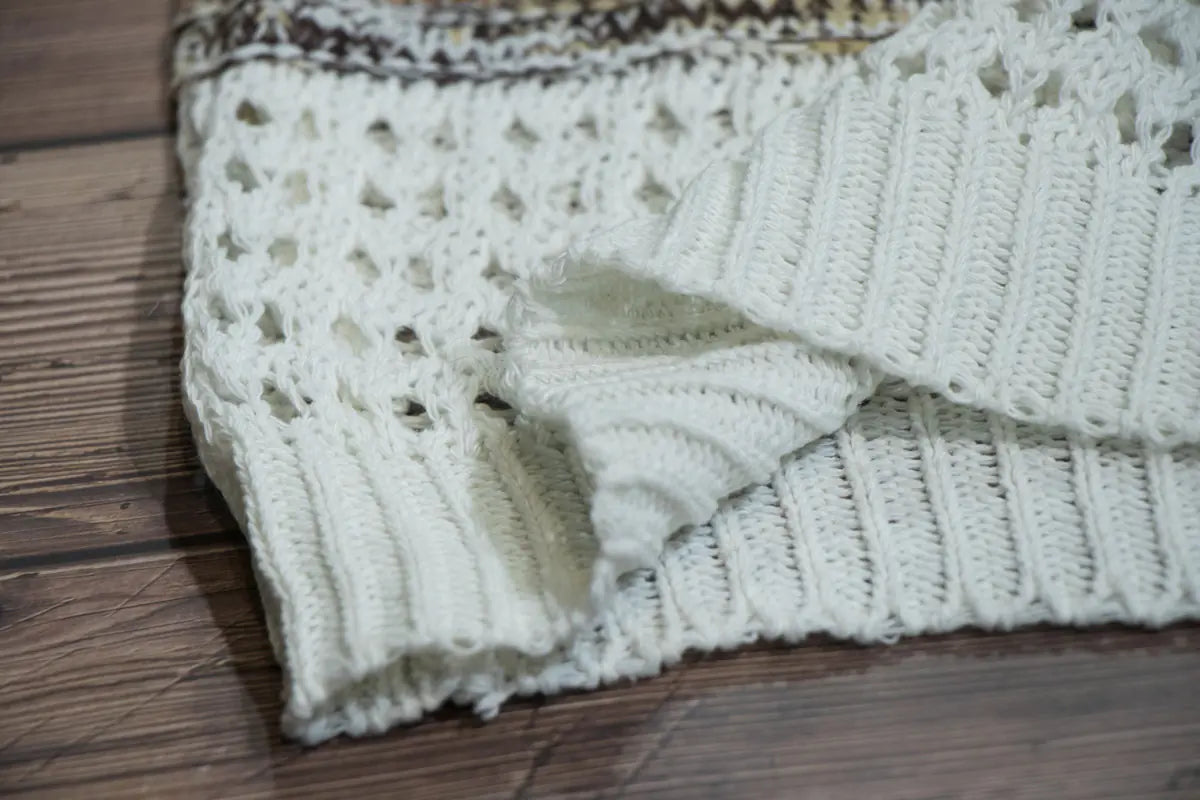 Women's Floral Knit Sweater - Loose Hollow Design