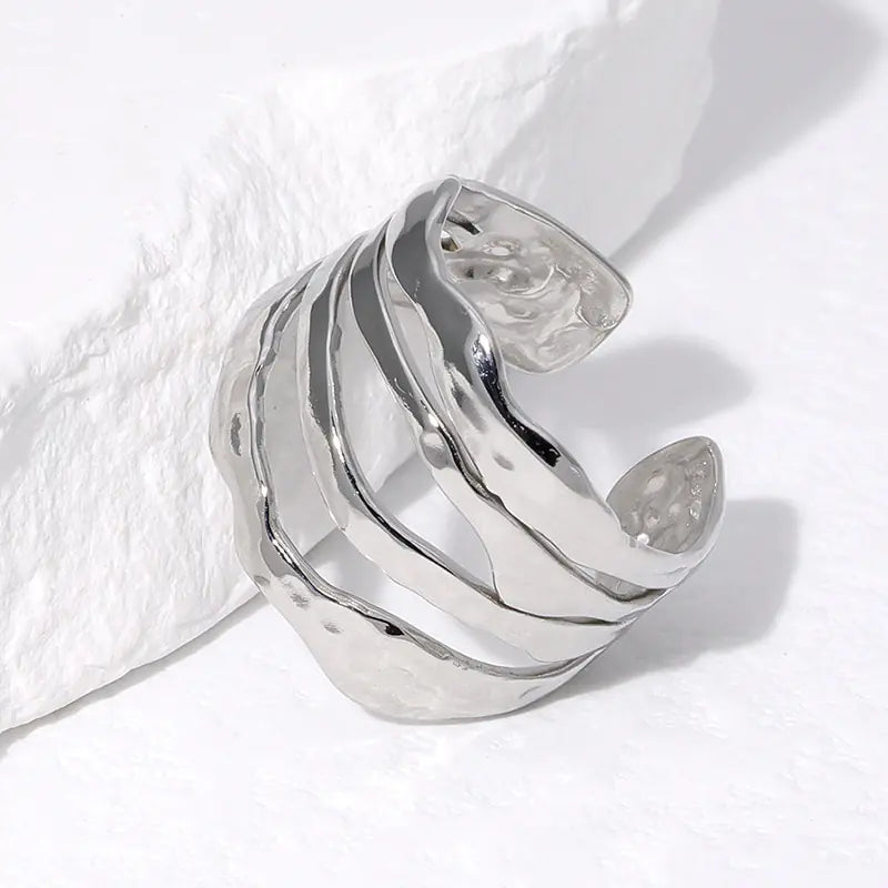Irregular Stainless Steel Titanium Ring for All Matches