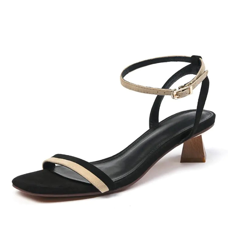 Women's Elegant Open-Toed Mid-Heel Buckle Sandals