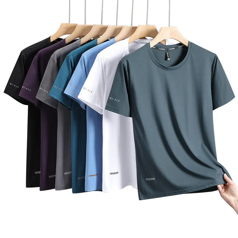 Men's Summer Thin Ice Silk Short Sleeve T-Shirt