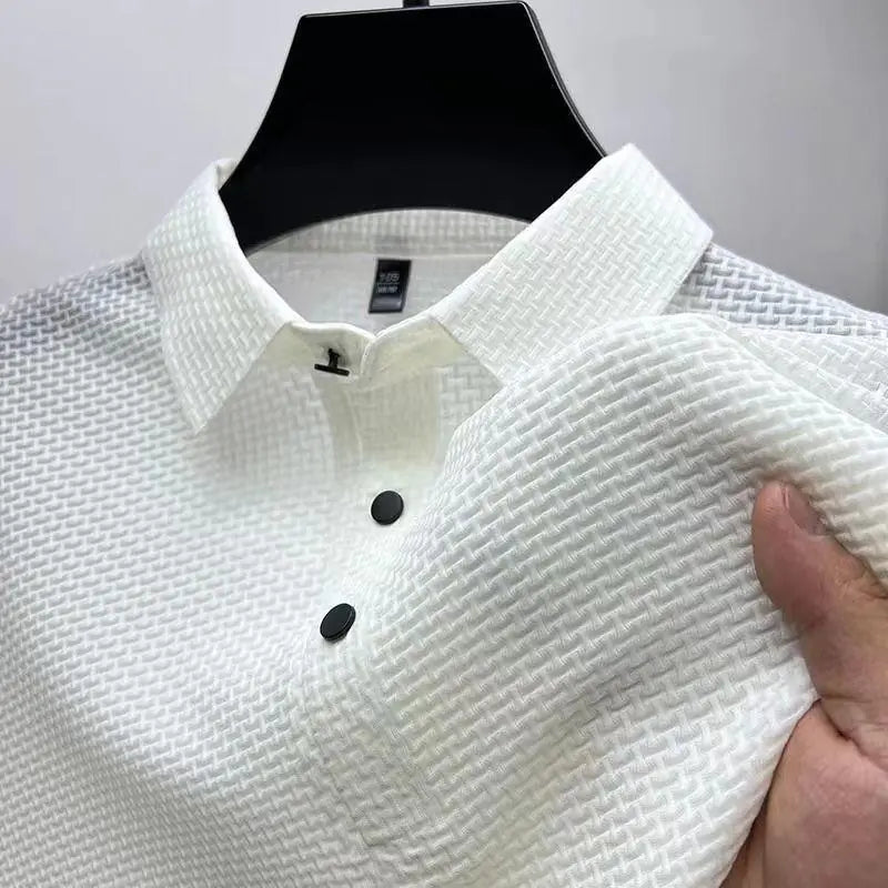 Men's Ice Silk Short Sleeve Polo Shirt - Summer Style