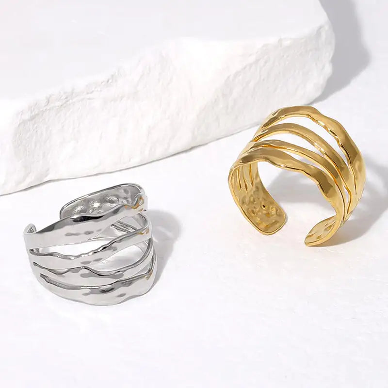 Irregular Stainless Steel Titanium Ring for All Matches