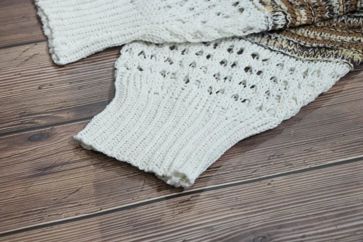 Women's Floral Knit Sweater - Loose Hollow Design