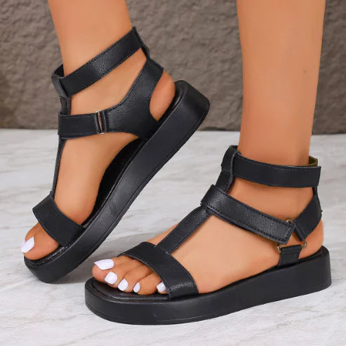 Cross Belt Buckle Low-Heeled Women's Sandals